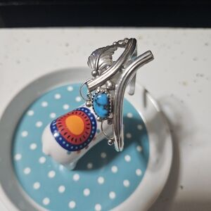 Vintage Sterling Silver and Turquoise Bangle Bracelet